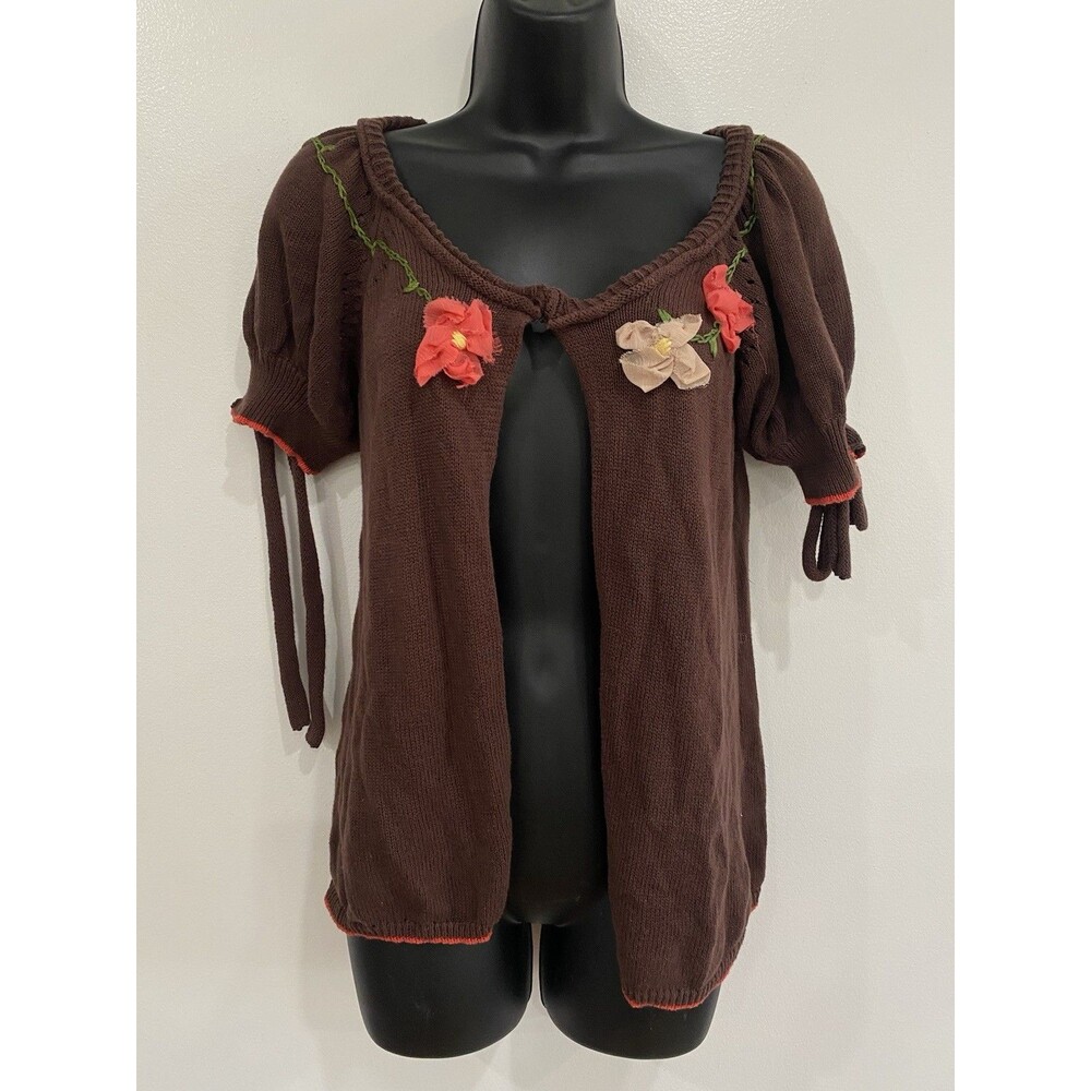 Anthropologie x Nick & Mo Size M Fairycore Y2K Cardigan Applique Cottagecore